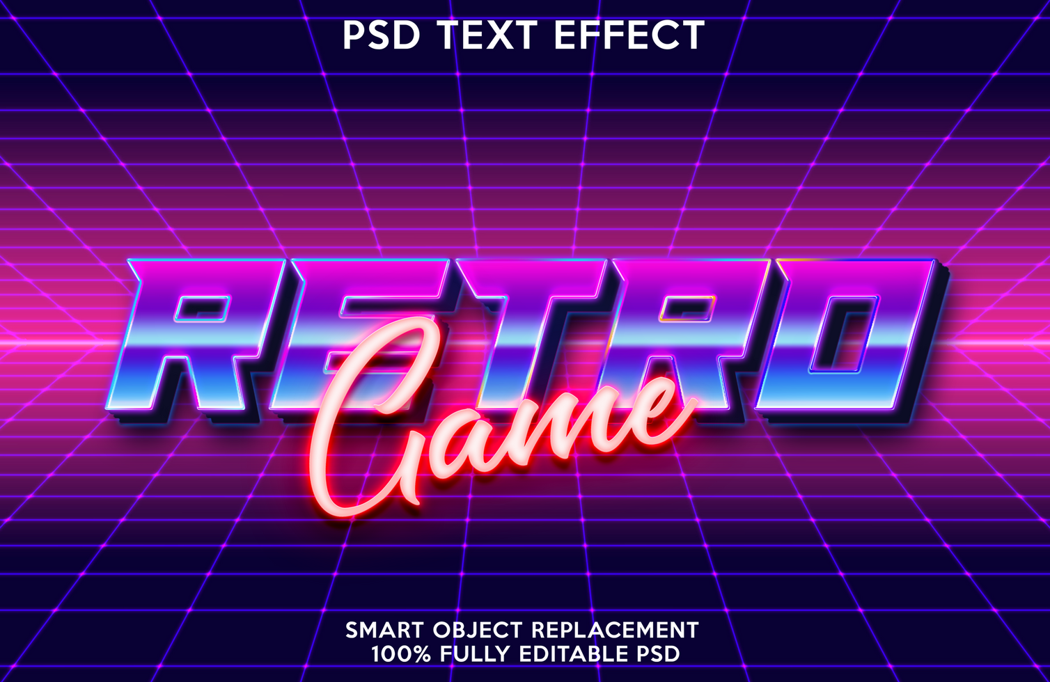 retro game text effect template psd