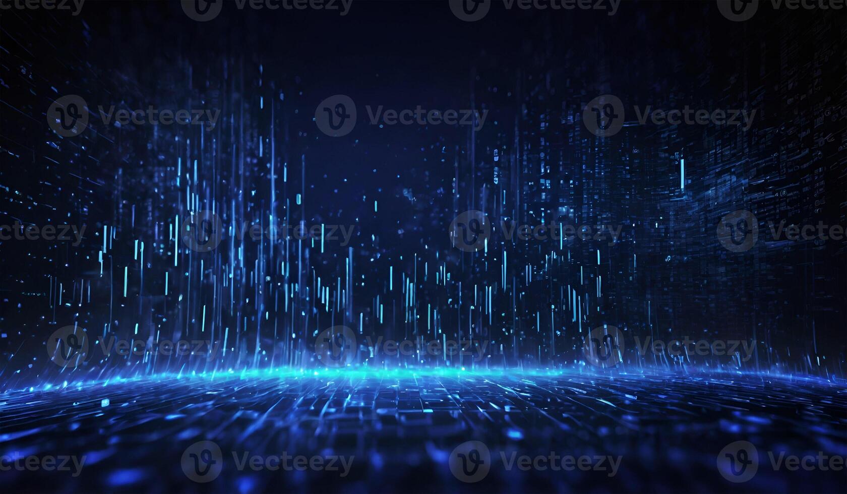 AI generated abstract digital background with blue lights photo