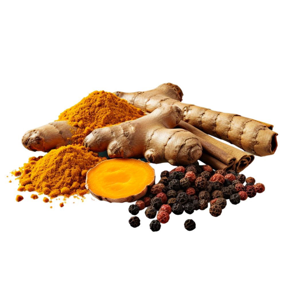 AI generated Turmeric powder and fresh png