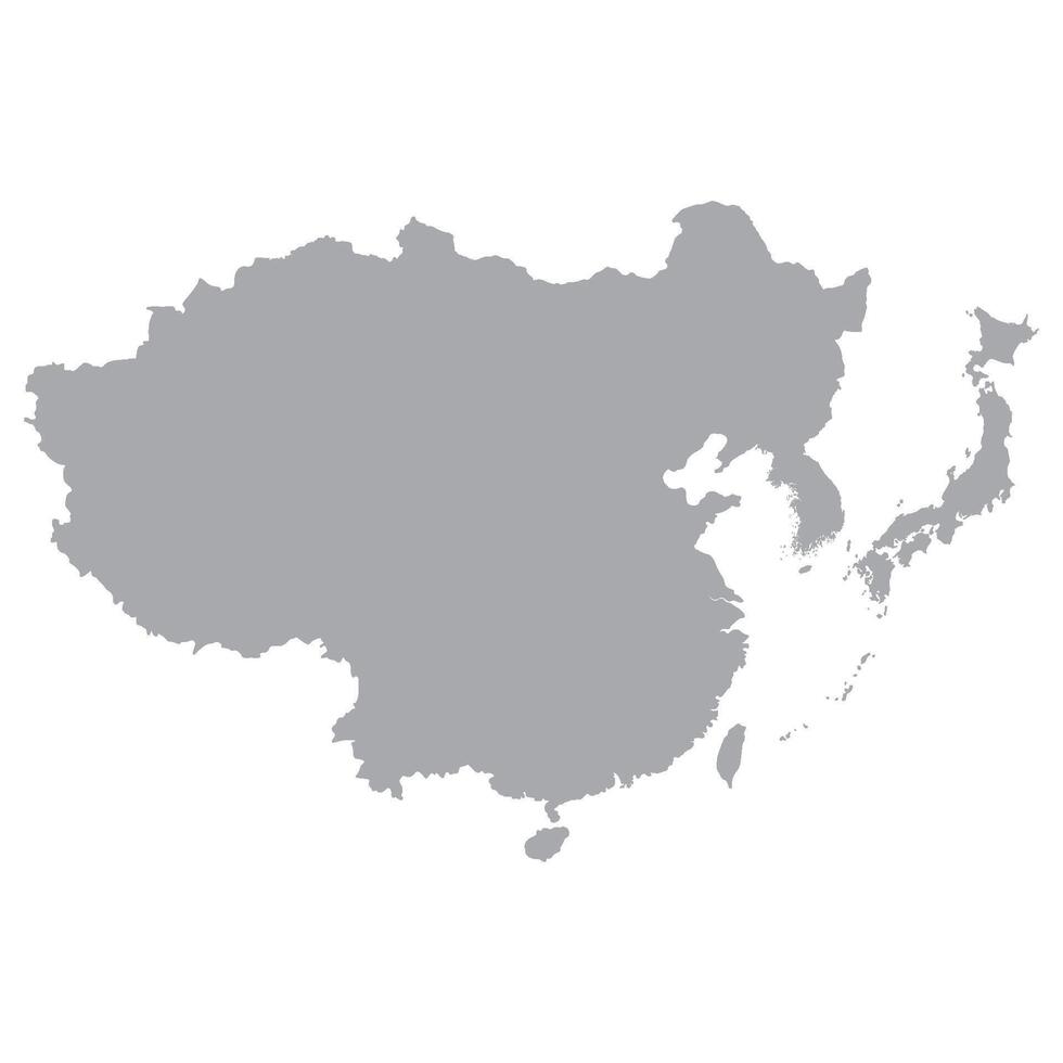 East Asia country Map. Map of East Asia in grey color. vector