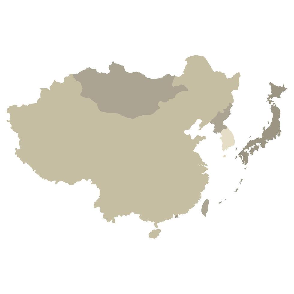 East Asia country Map. Map of East Asia in multicolor. vector