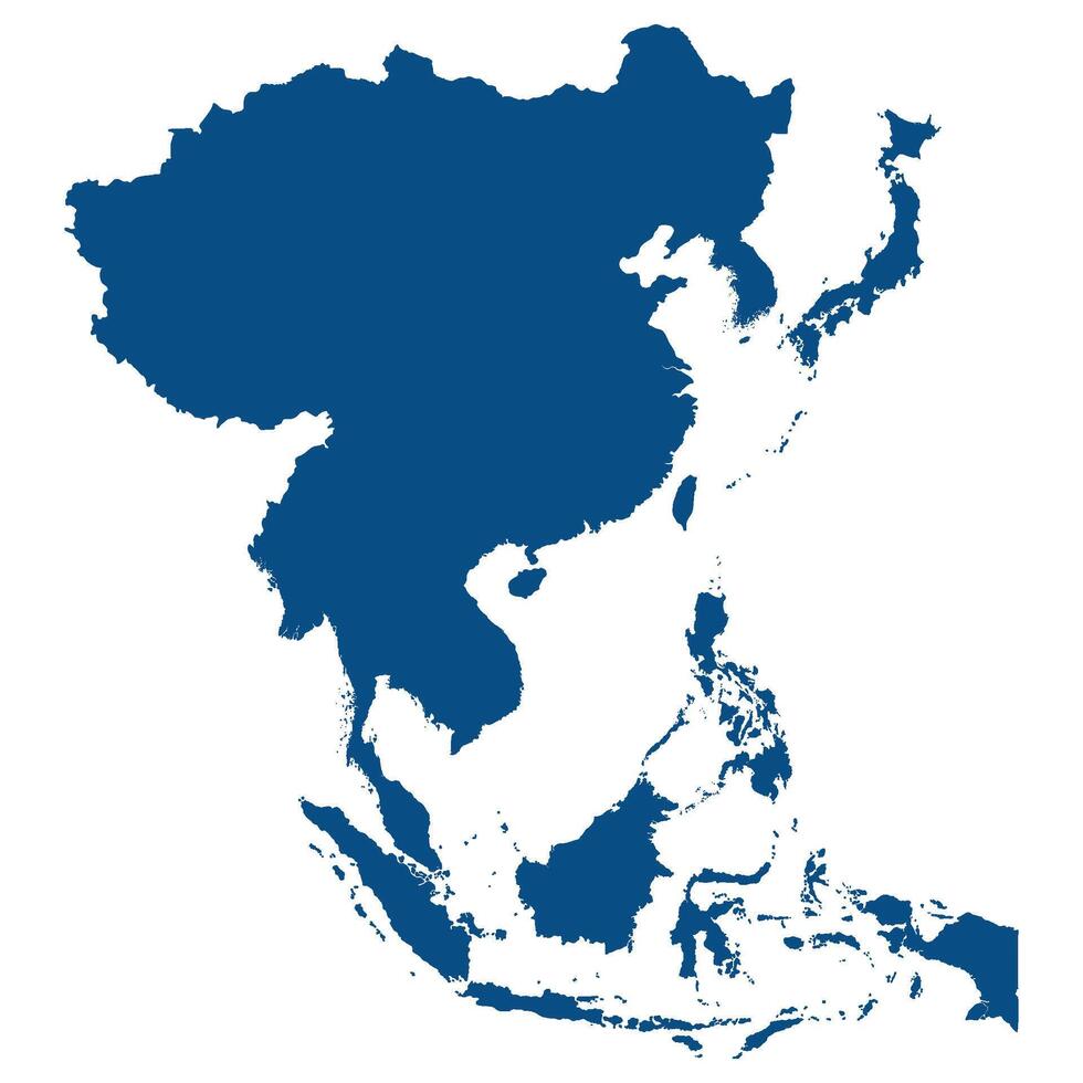 Asia country Map. Map of Asia in blue color. vector