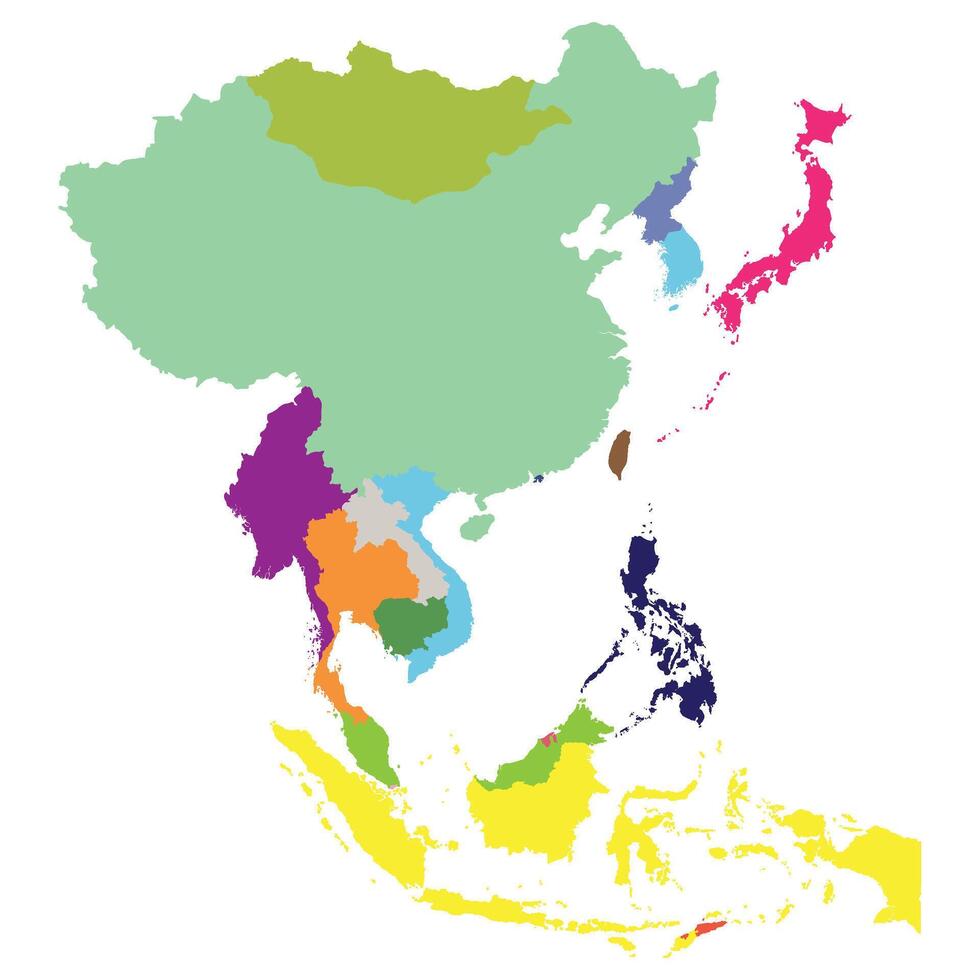 Asia country Map. Map of Asia in multicolor. vector