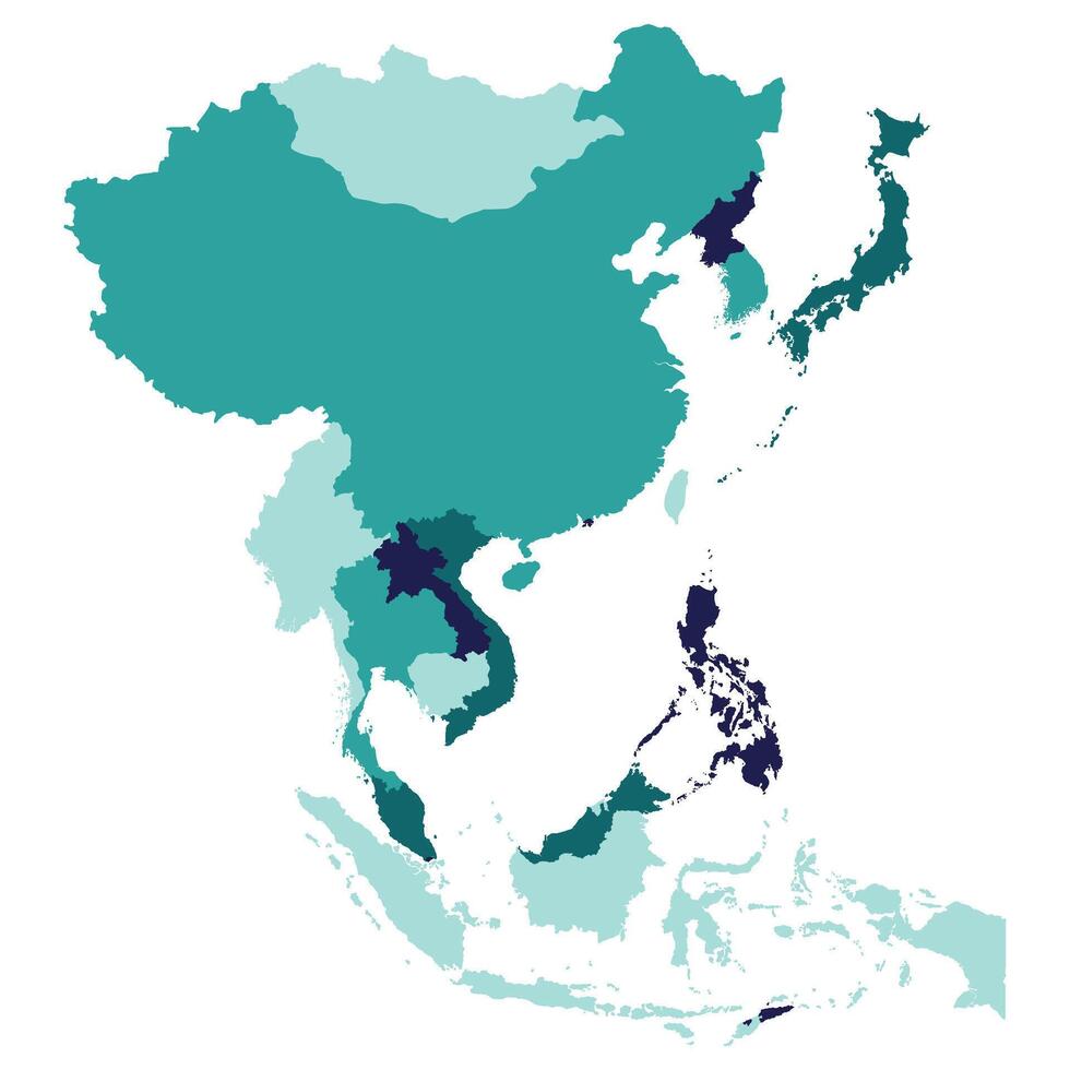 Asia país mapa. mapa de Asia en multicolor. vector