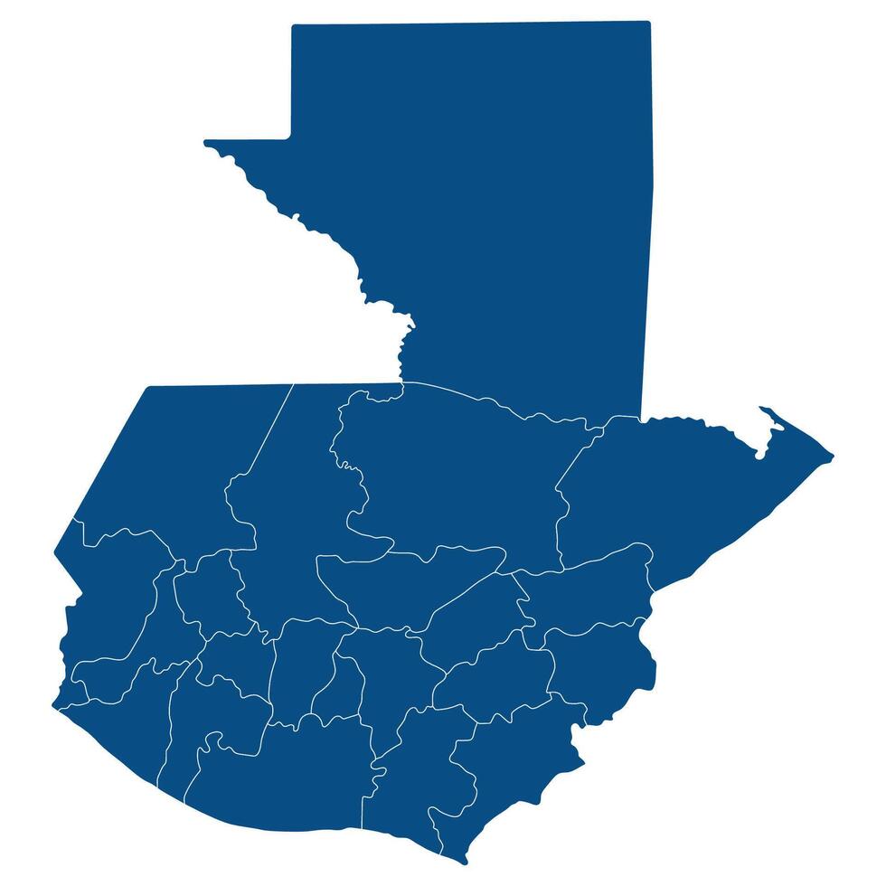 Guatemala map. Map of Guatemala in administrative provinces in blue color vector