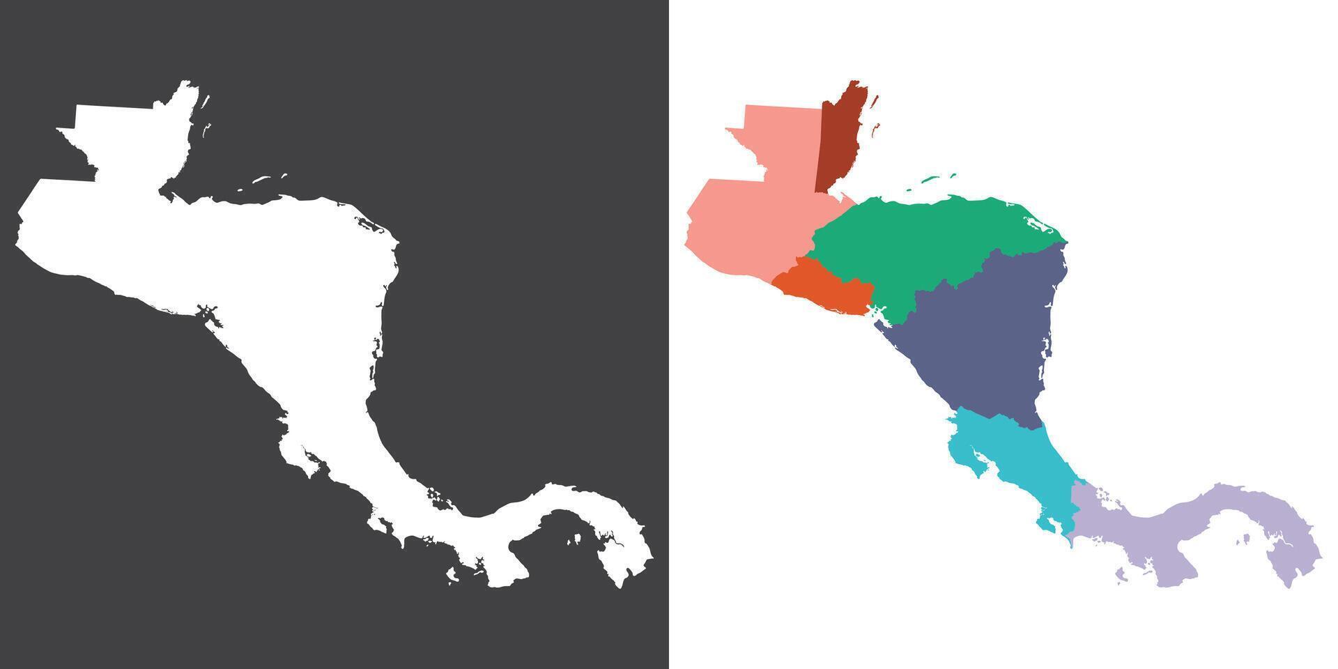 Central America country Map. Map of Central America in set vector