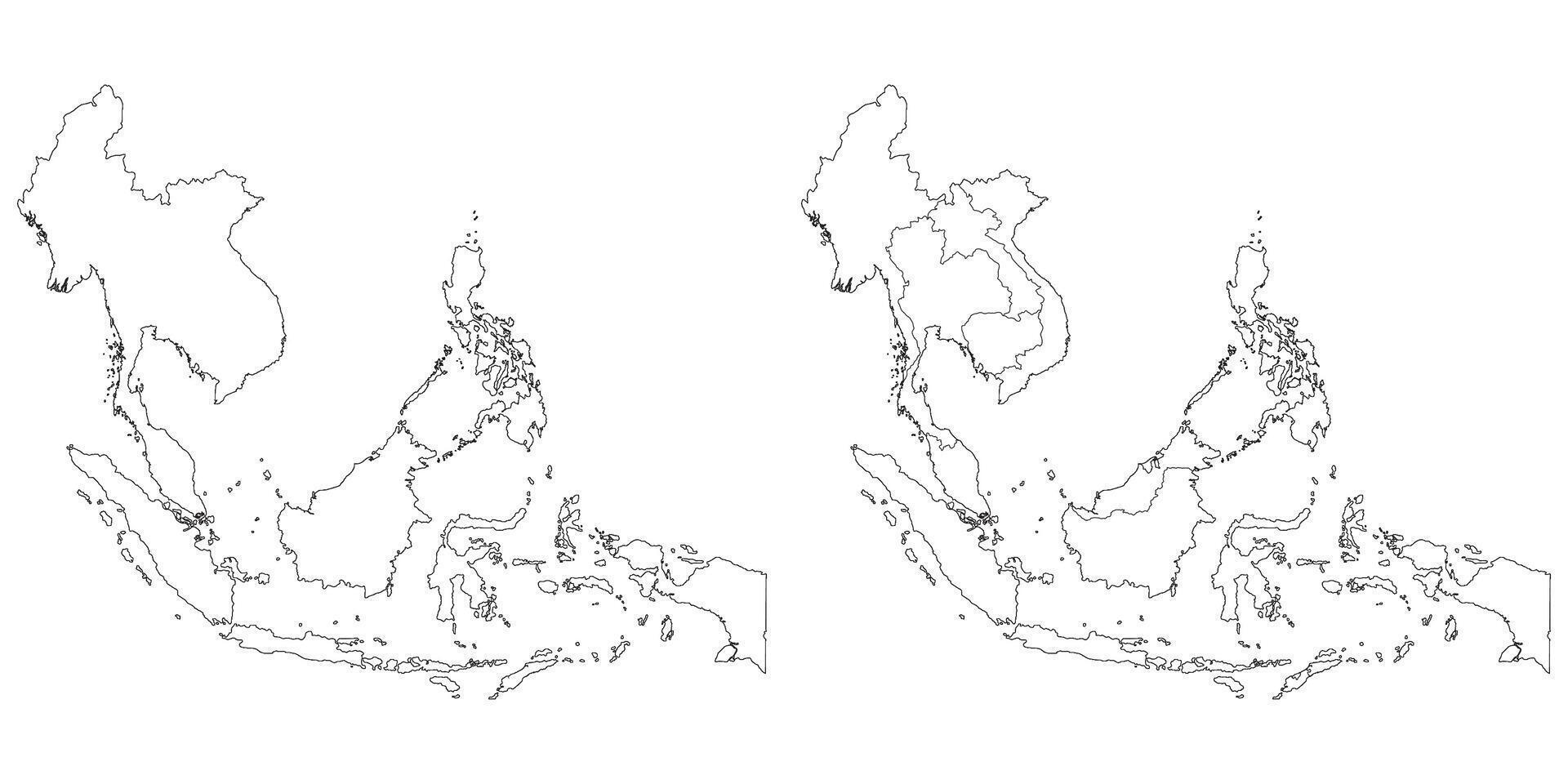 Sureste Asia país mapa. mapa de Sureste Asia en multicolor. vector