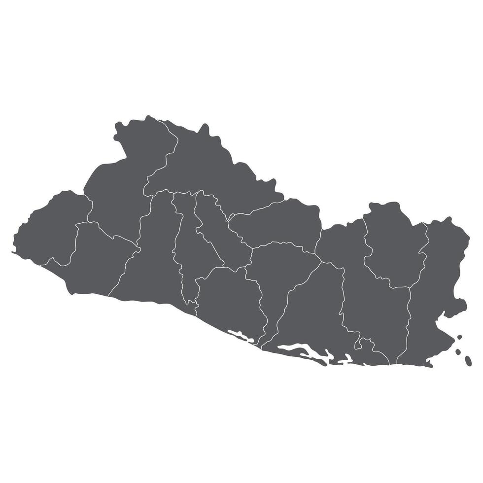 El Salvador map. Map of El Salvador in administrative provinces in grey color vector