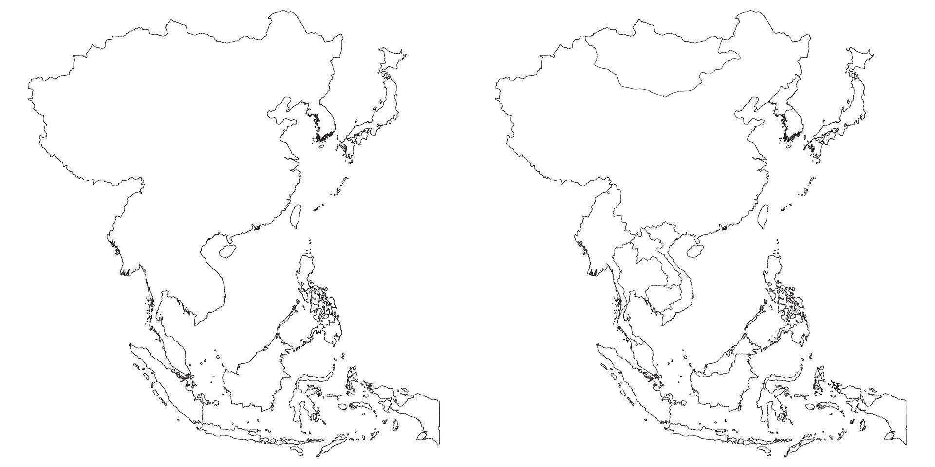 Asia país mapa. mapa de Asia en multicolor. vector