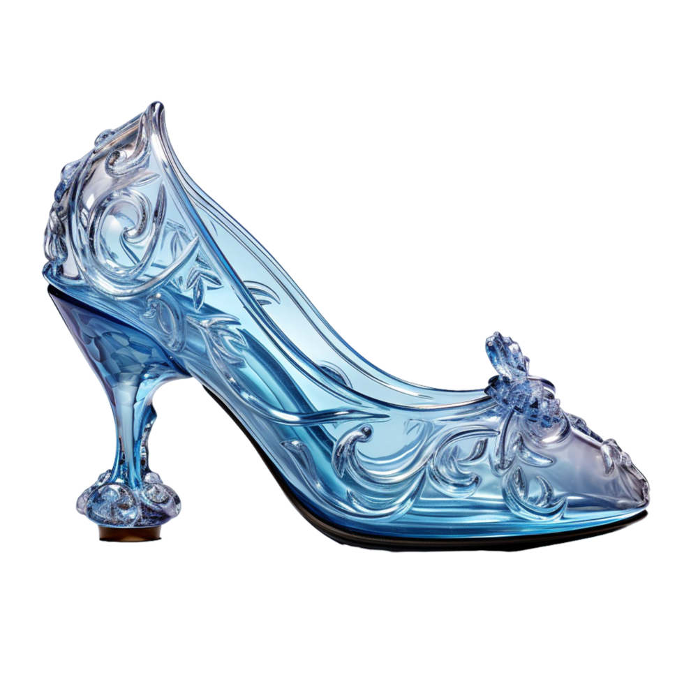 AI generated A close up of a clear shoe with a crystal heel png