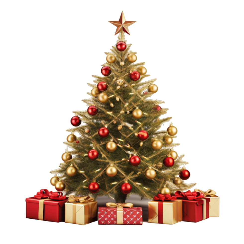 AI generated Christmas tree with gift box png