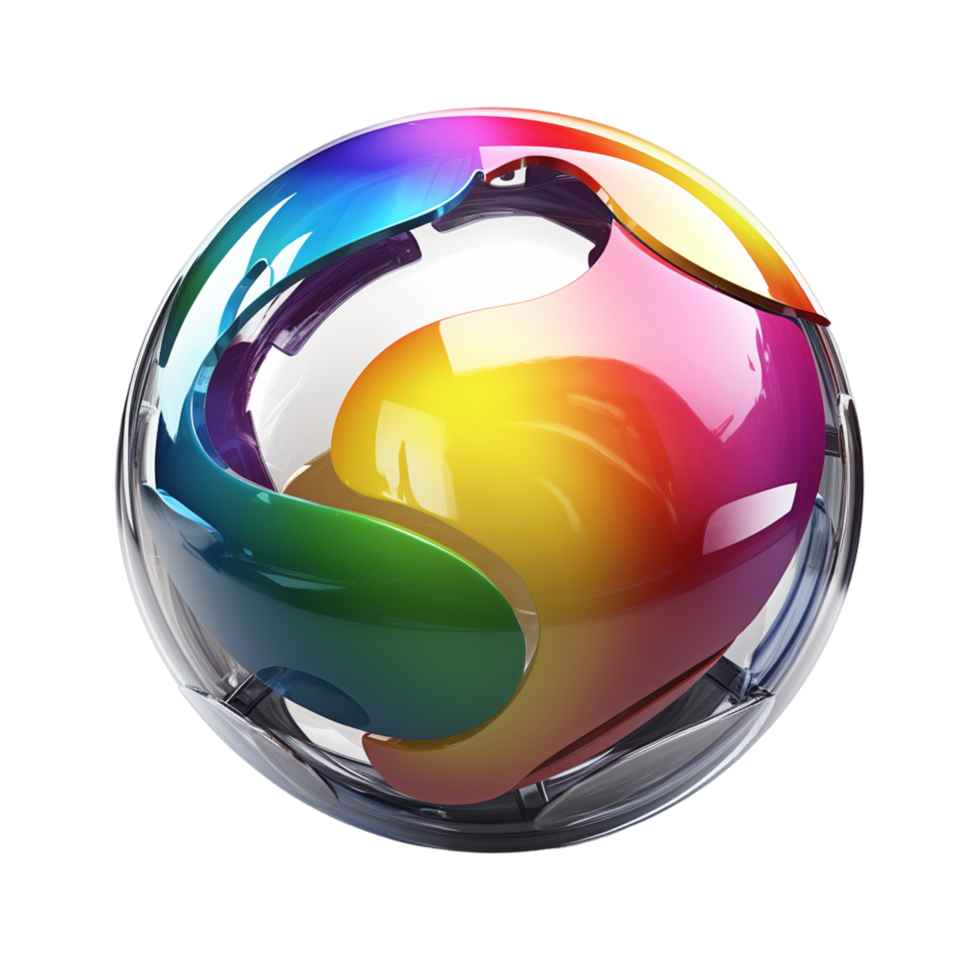 AI generated Iridescent 3d abstract geometric shape png