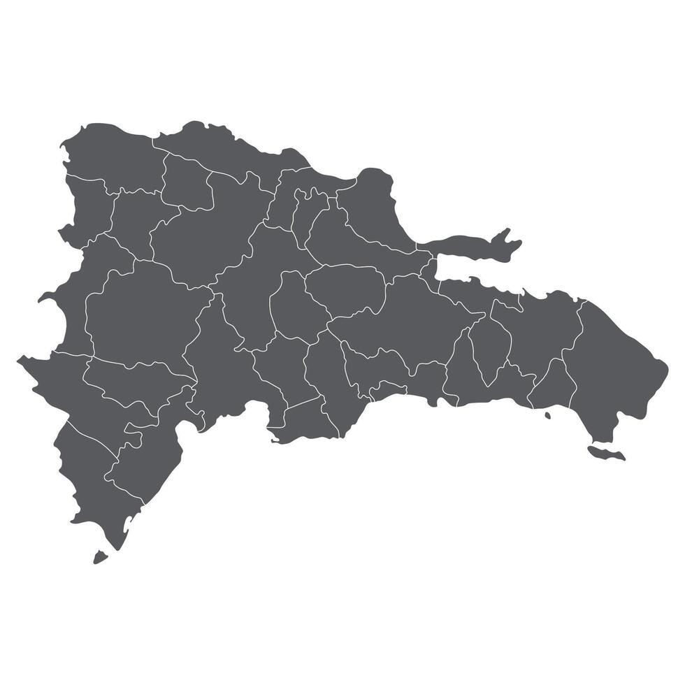 Dominican Republic map. Map of Dominican Republic in administrative provinces in grey color vector