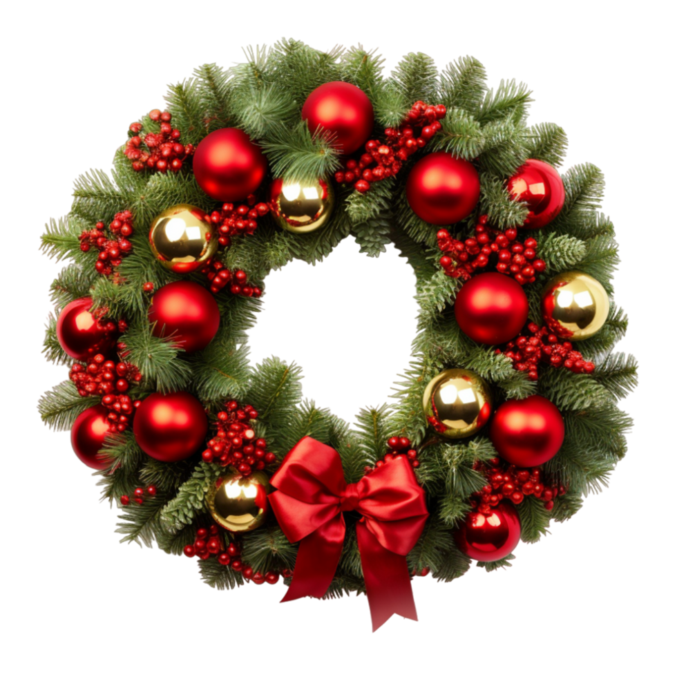 AI generated Red Christmas Wreath png