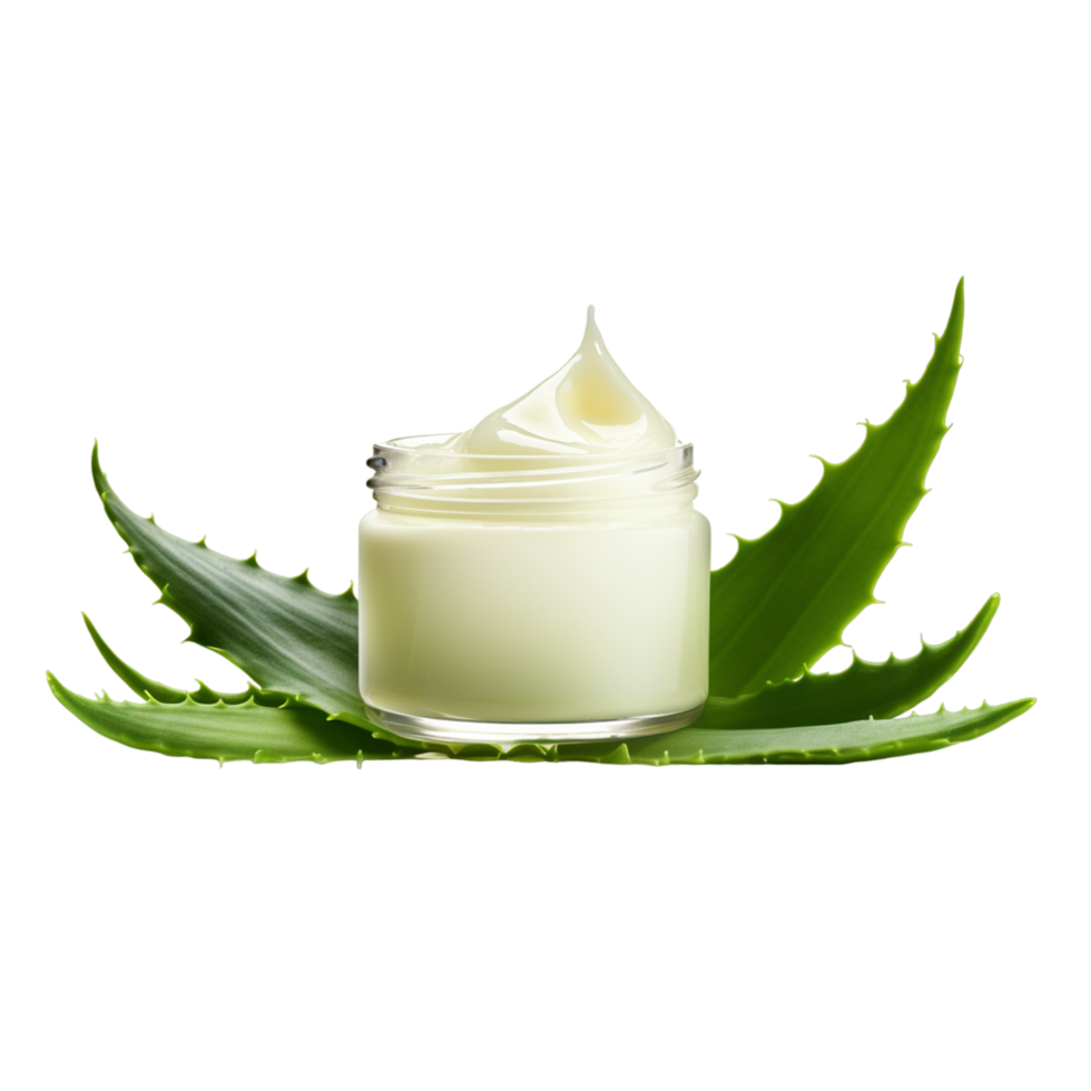 AI generated Aloe Vera Gel Cream And Leaves png