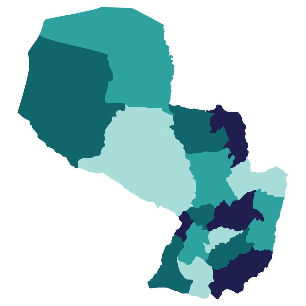 Paraguay map. Map of Paraguay in administrative provinces in multicolor vector