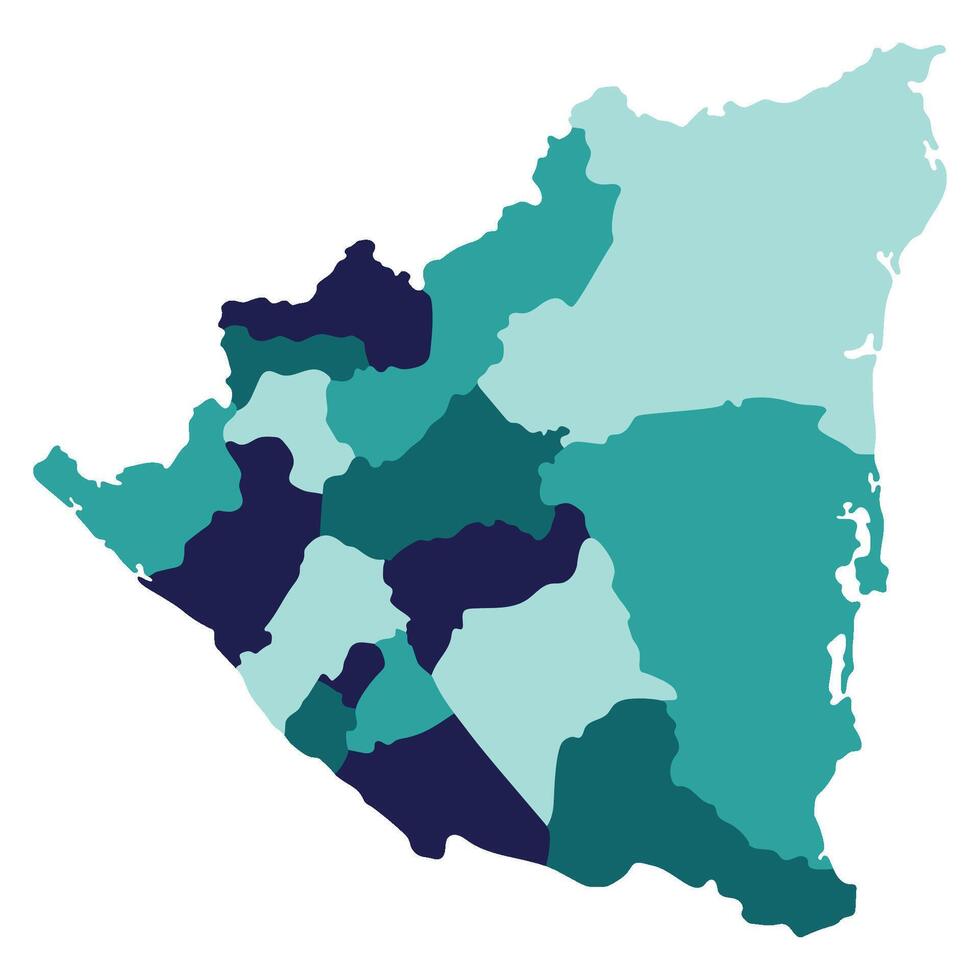 Nicaragua map. Map of Nicaragua in administrative provinces in multicolor vector