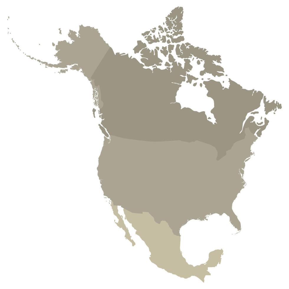 North America country Map. Map of North America in grey color. vector