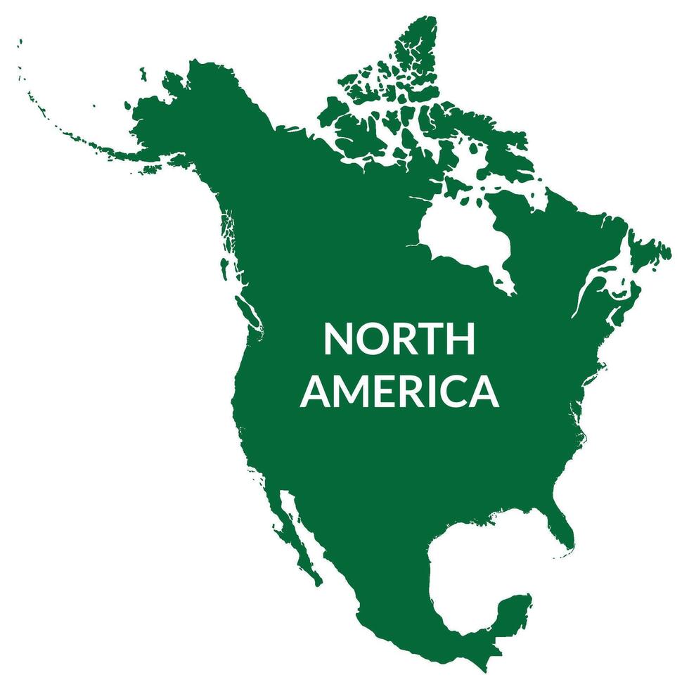 North America country Map. Map of North America in green color. vector