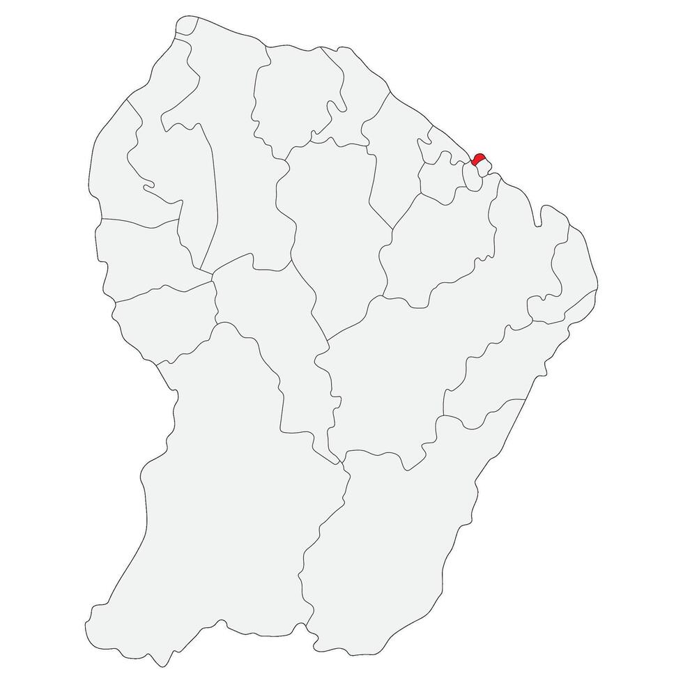 Map of French Guiana with capital city Cayenne vector
