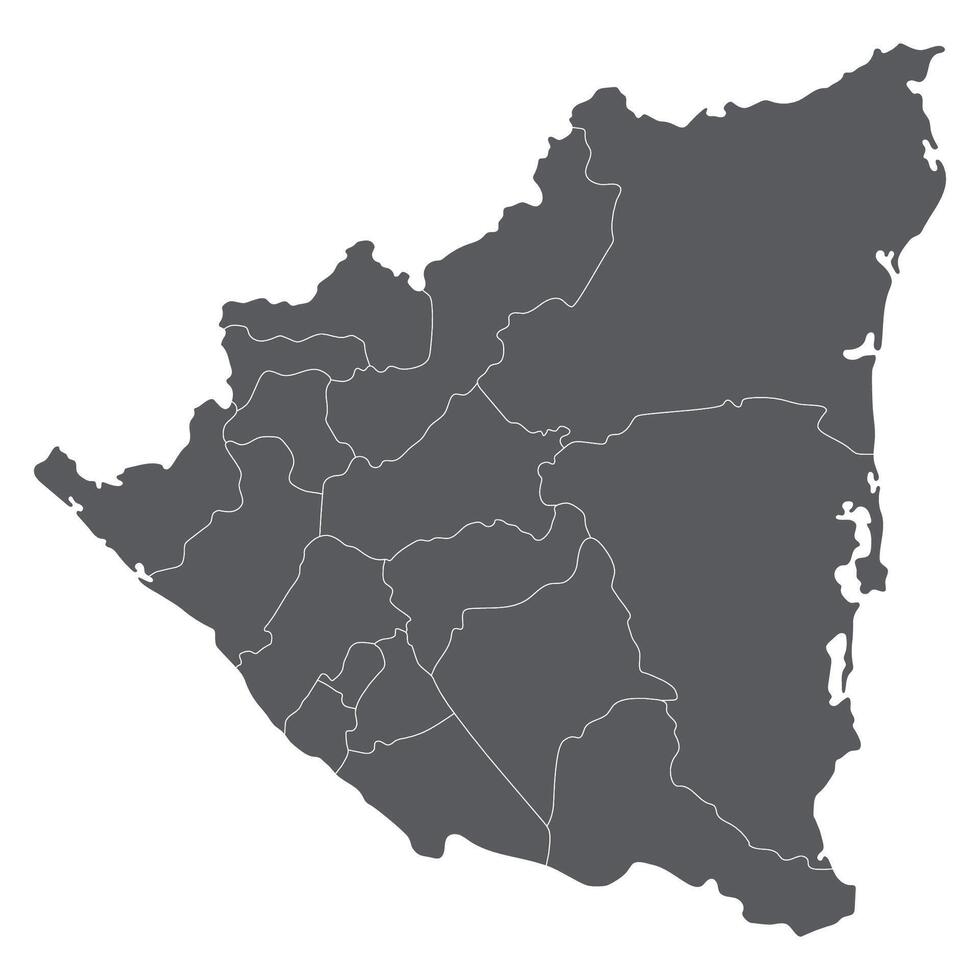 Nicaragua mapa. mapa de Nicaragua en administrativo provincias en gris color vector