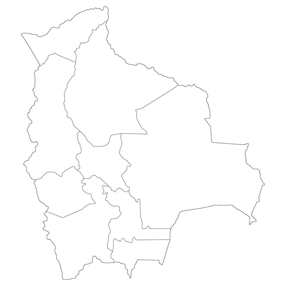 bolivia mapa. mapa de bolivia en administrativo provincias en blanco color vector