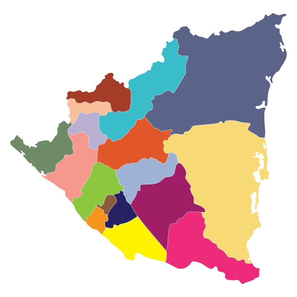 Nicaragua map. Map of Nicaragua in administrative provinces in multicolor vector