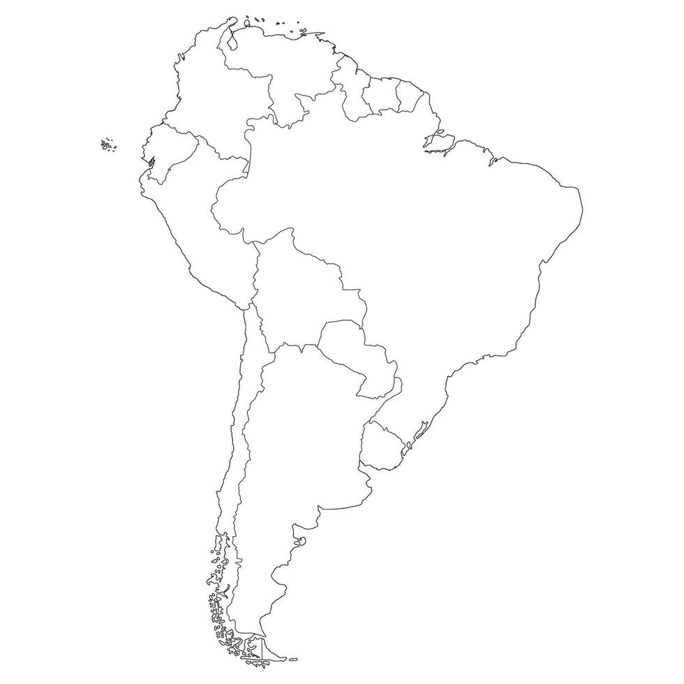 South America country Map. Map of South America in white color. vector