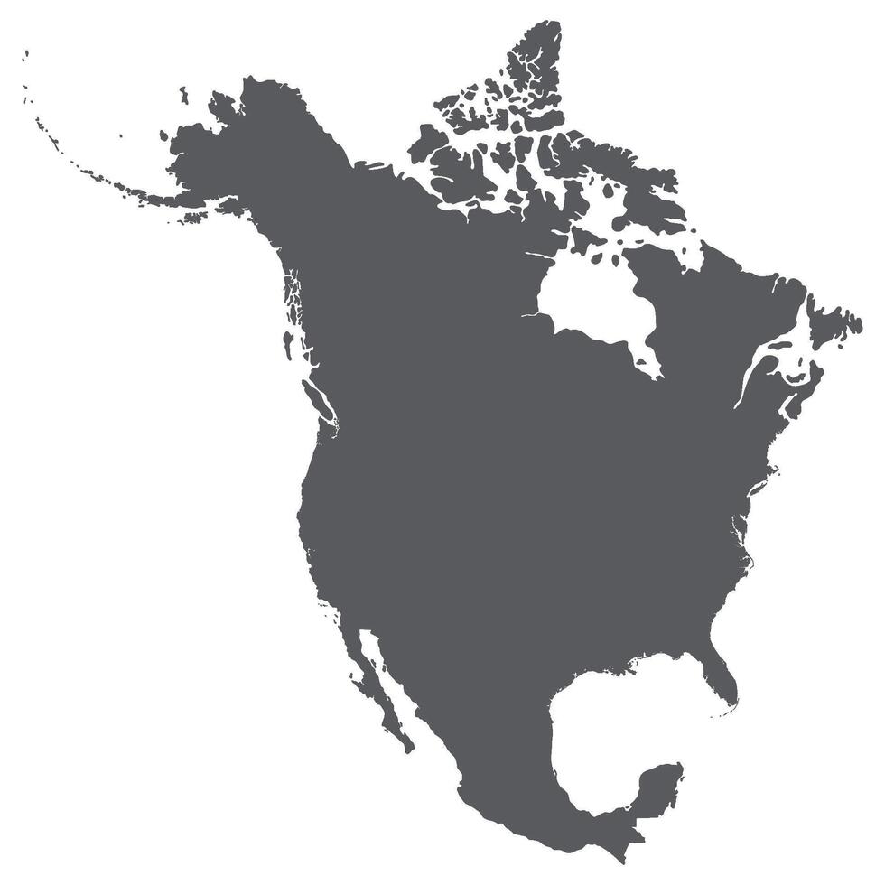 North America country Map. Map of North America in grey color. vector