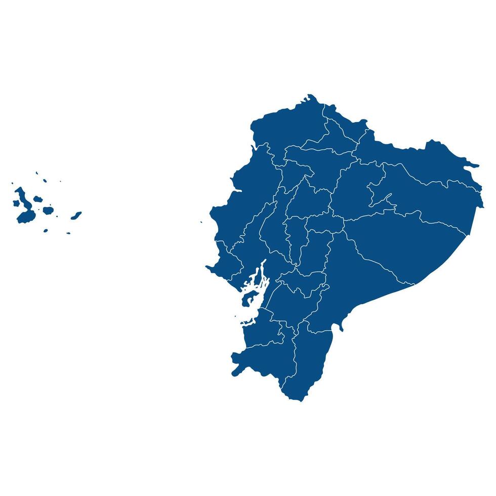 Ecuador map. Map of Ecuador in administrative provinces in blue color vector