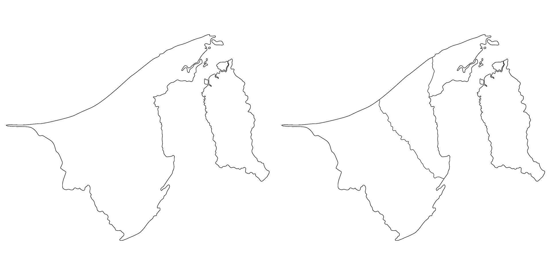 Brunei map. Map of Brunei in white set vector