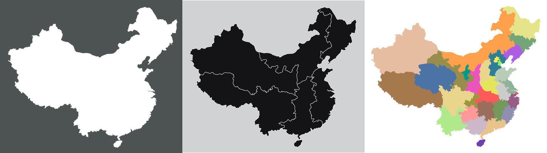 China map. Map of China in set vector