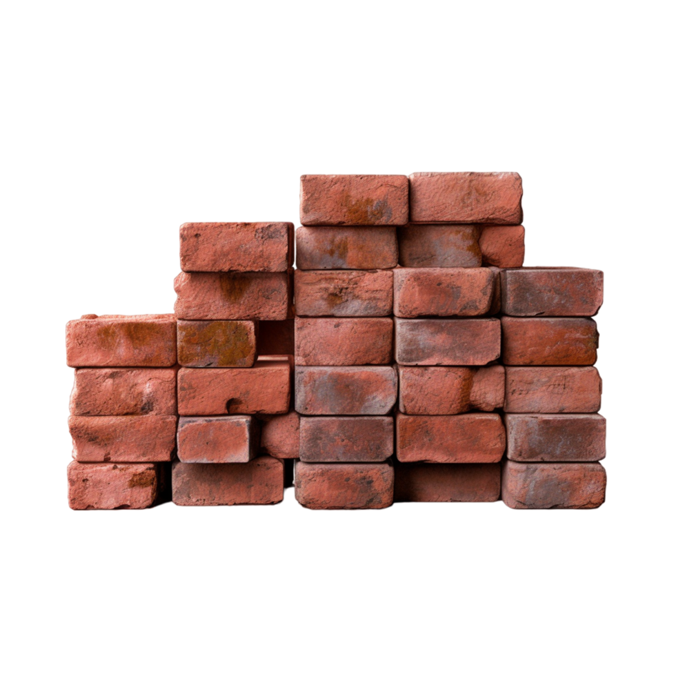 AI generated Red bricks piled at construction site png