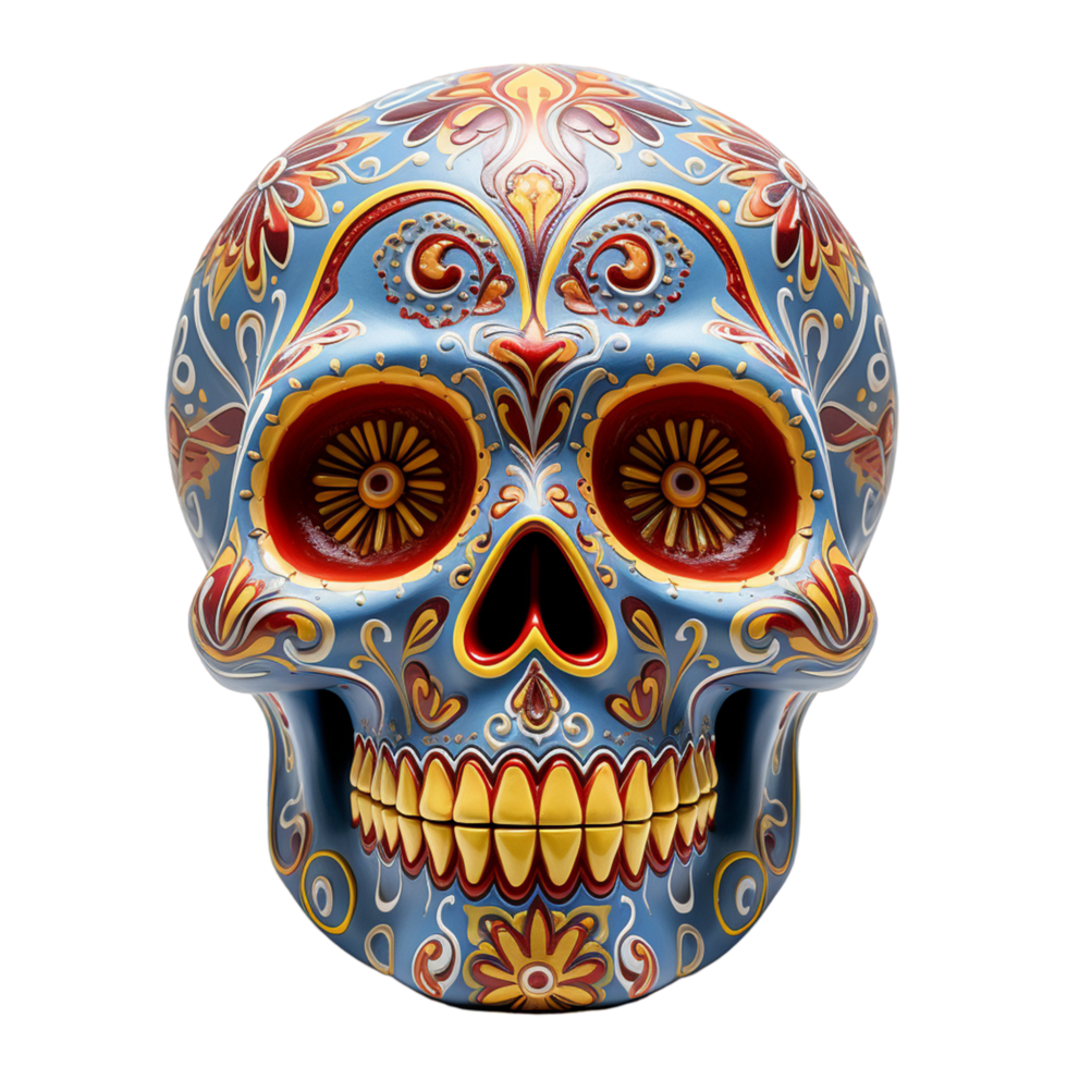 AI generated suger skull day of the dead skull sugar skull mexican png