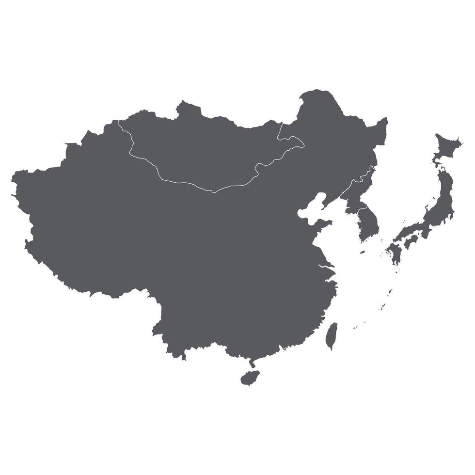East Asia country Map. Map of East Asia in grey color. vector