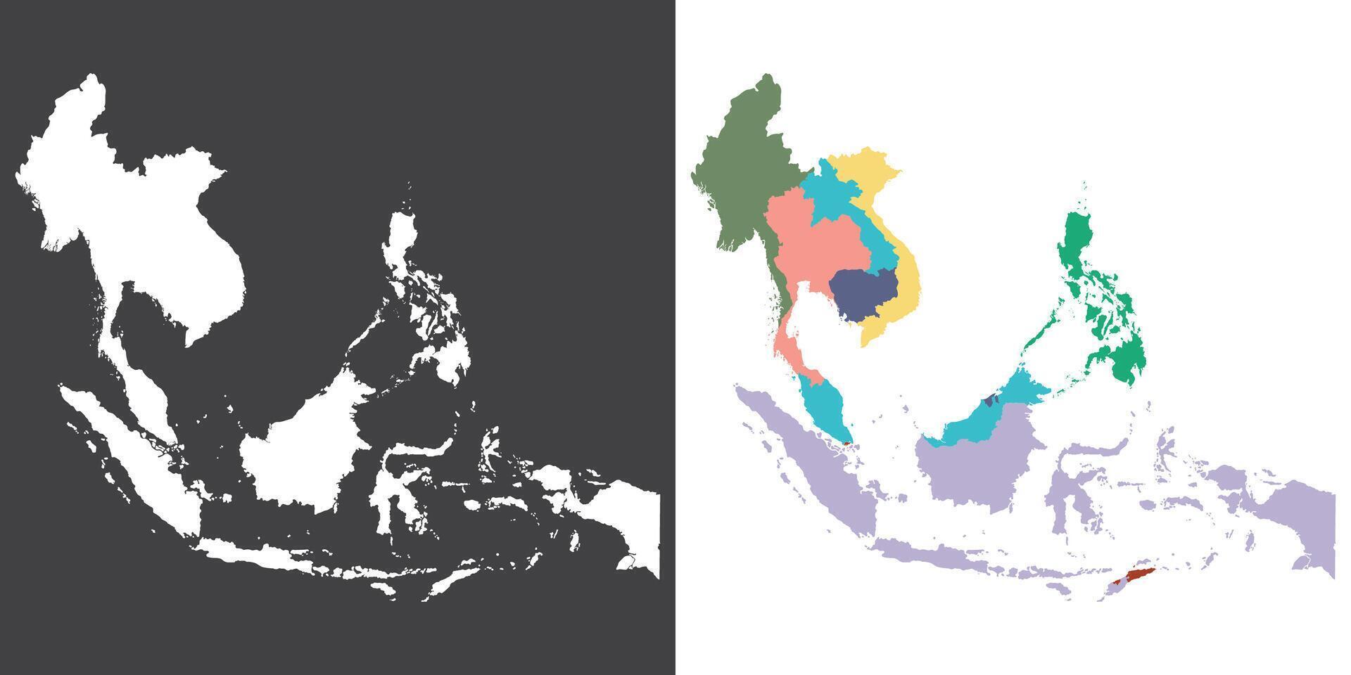 Sureste Asia país mapa. mapa de Sureste Asia en multicolor. vector