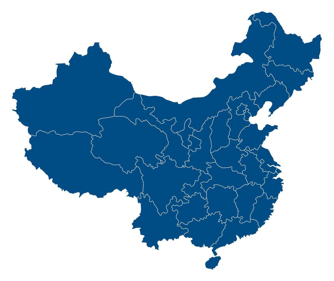 China map. Map of China in administrative provinces in blue color vector