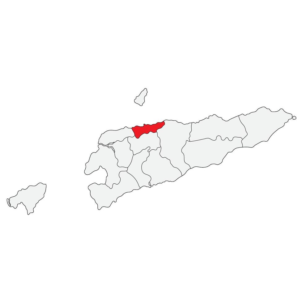 Map of East Timor with capital city Dili vector