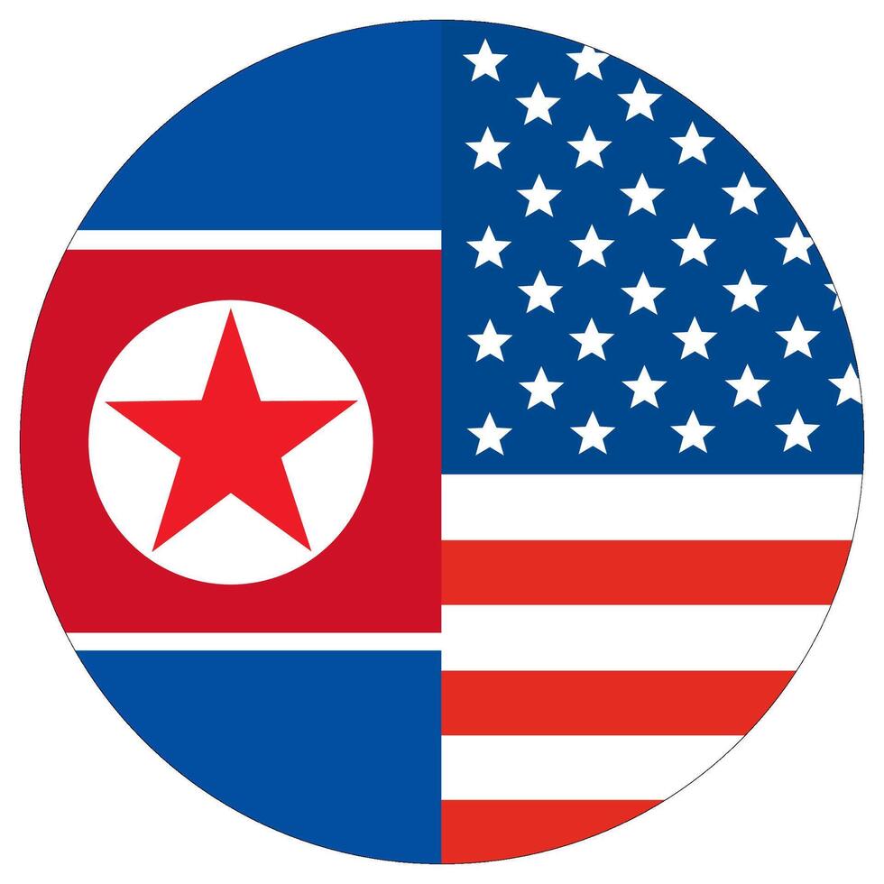 Estados Unidos vs norte Corea. bandera de unido estados de America y norte Corea en circulo forma vector