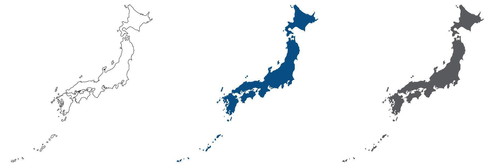 Japan map. Map of Japan in set vector
