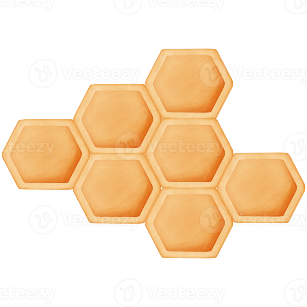 Watercolor golden honeycomb hexagon clipart, Hand drawn element illustration. png