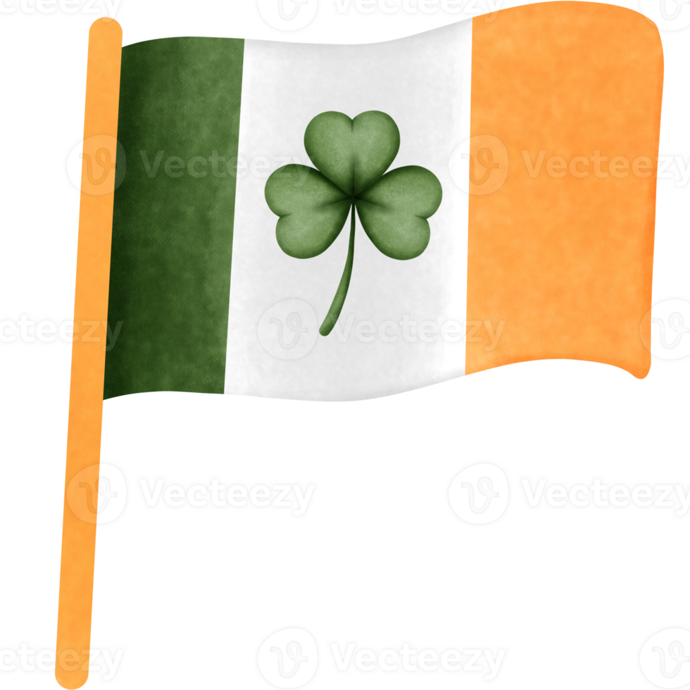 Watercolor irish flag clipart, Hand drawn st patricks day element illustration. png
