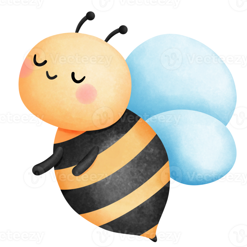 Adorable watercolor honey bee clipart, Hand drawn cute baby animal illustration for spring, summer season. png