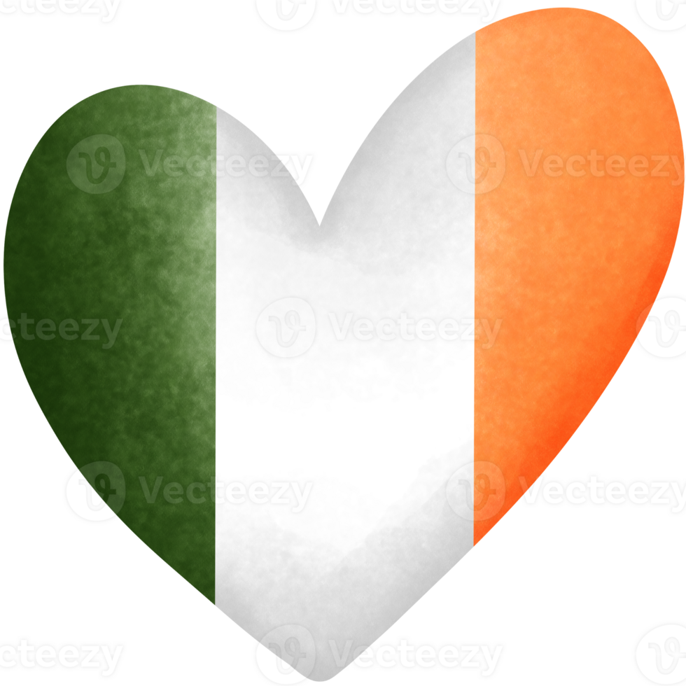 Watercolor irish heart shaped clipart, St patricks day. png