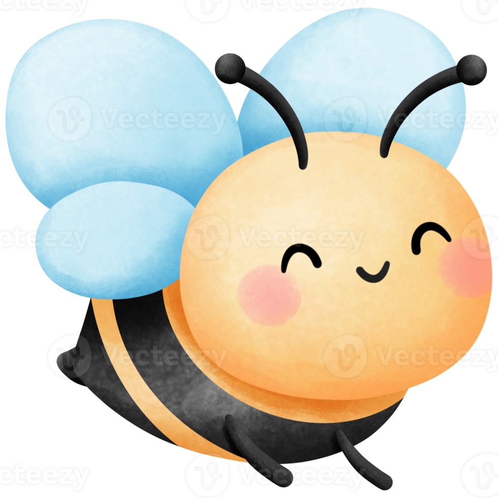 Cute honey bee watercolor clipart, Hand drawn baby animal illustration. png