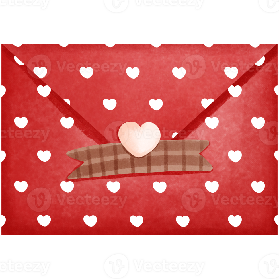 waterverf wijnoogst Valentijn brief clip art, rood mail met hart illustratie. png