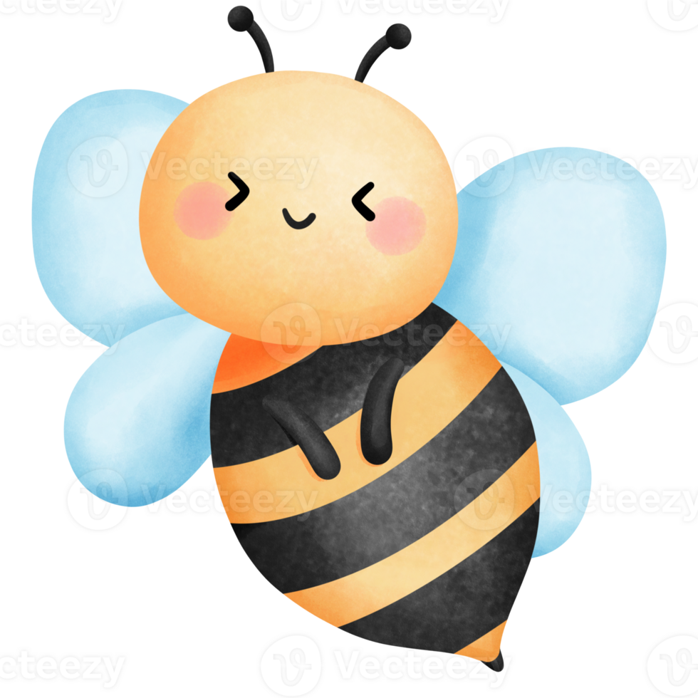 Adorable honey bee watercolor clipart, Hand drawn cute baby animal illustration for spring, summer season. png