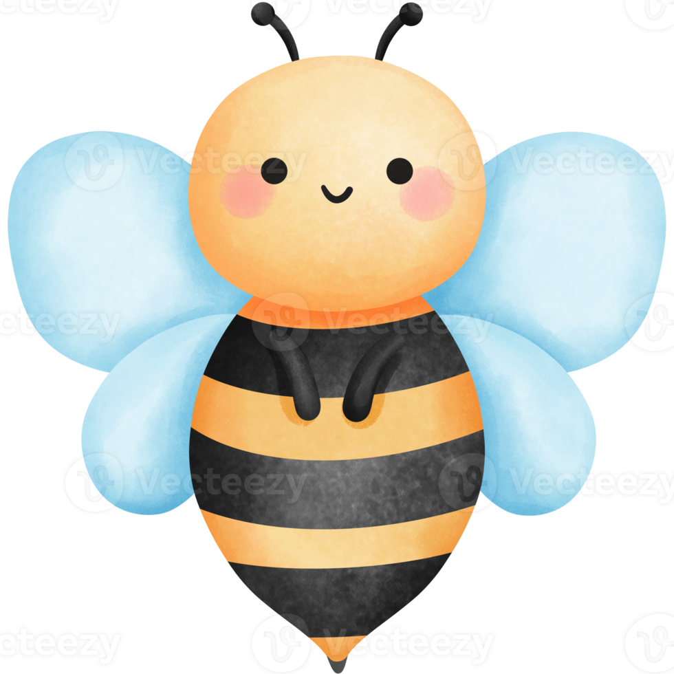 Cute bumblebee watercolor clipart, A cartoon illustration of love and happiness, Honey bee art. png