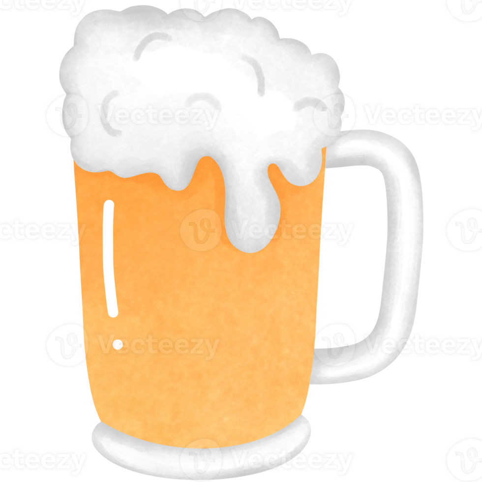 Bier Becher und Glas mit Schaum Aquarell Clip Art, Essen, st Patricks Tag Illustration. png