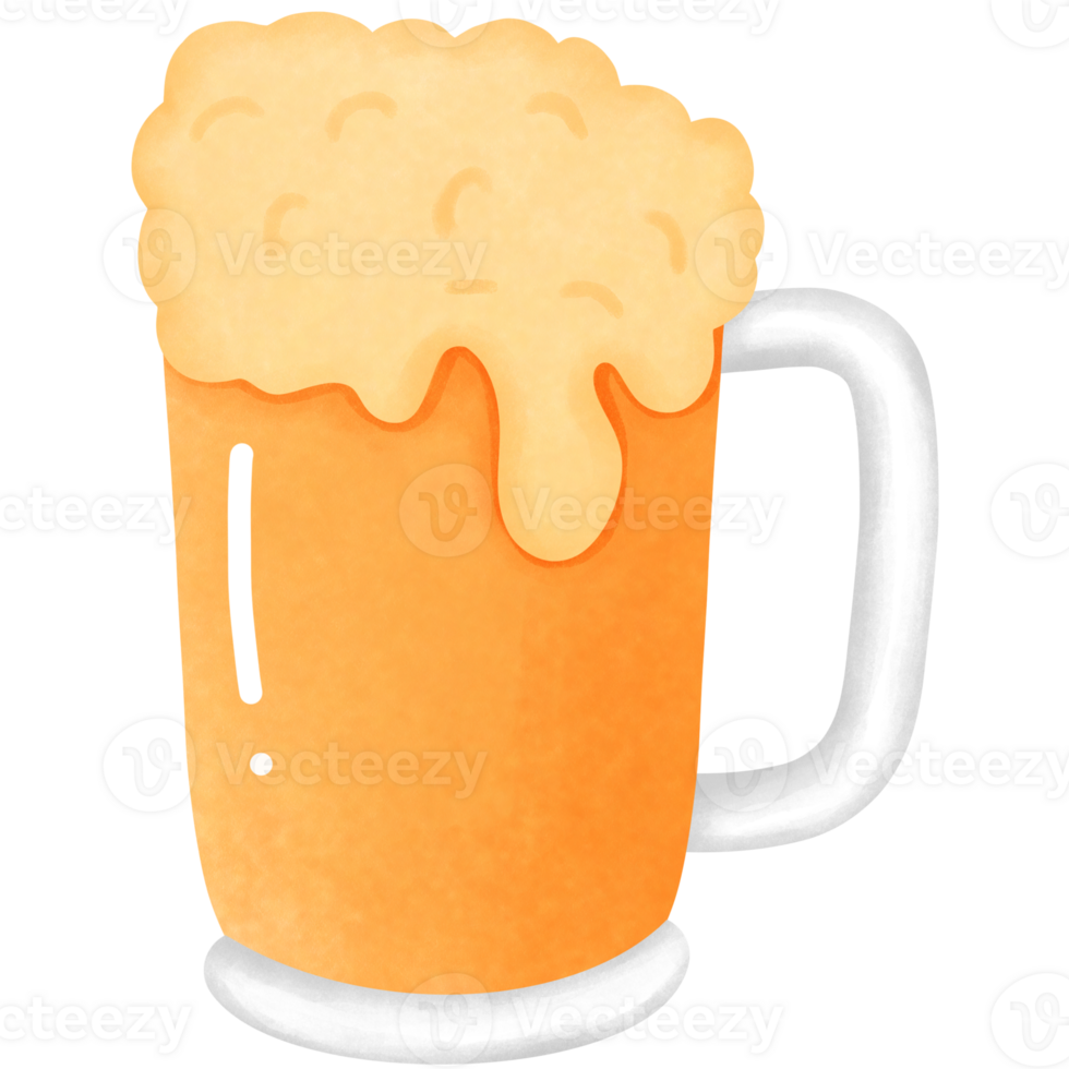 Bier Becher und Glas mit Schaum Aquarell Illustration. png